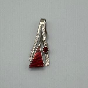 Vintage 800 Sterling Silver Handmade Pendant w/ Red Stone